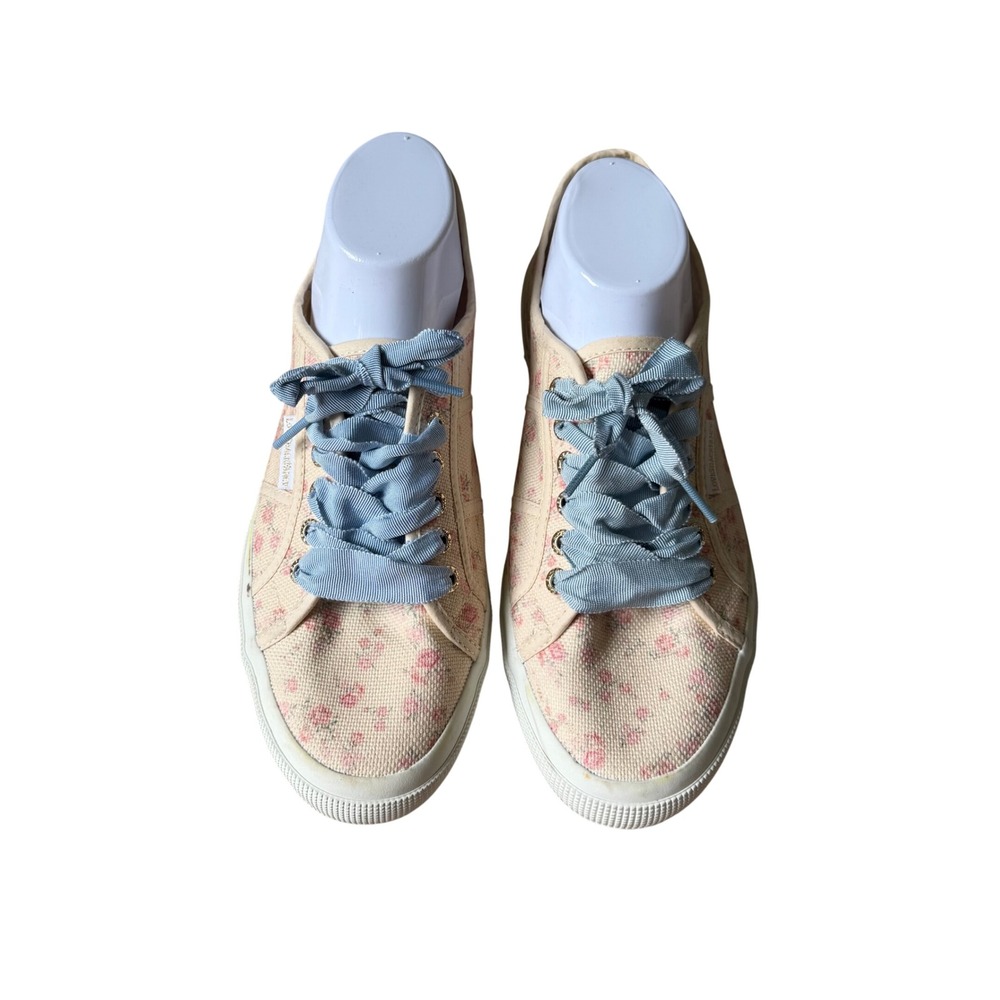 Superga x LoveShackFancy Sneakers Floral Canvas Ribbon Laces EU 41.5 US 10